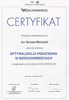 certyfikta Optymalizacja podatkowa w nieruchomościach